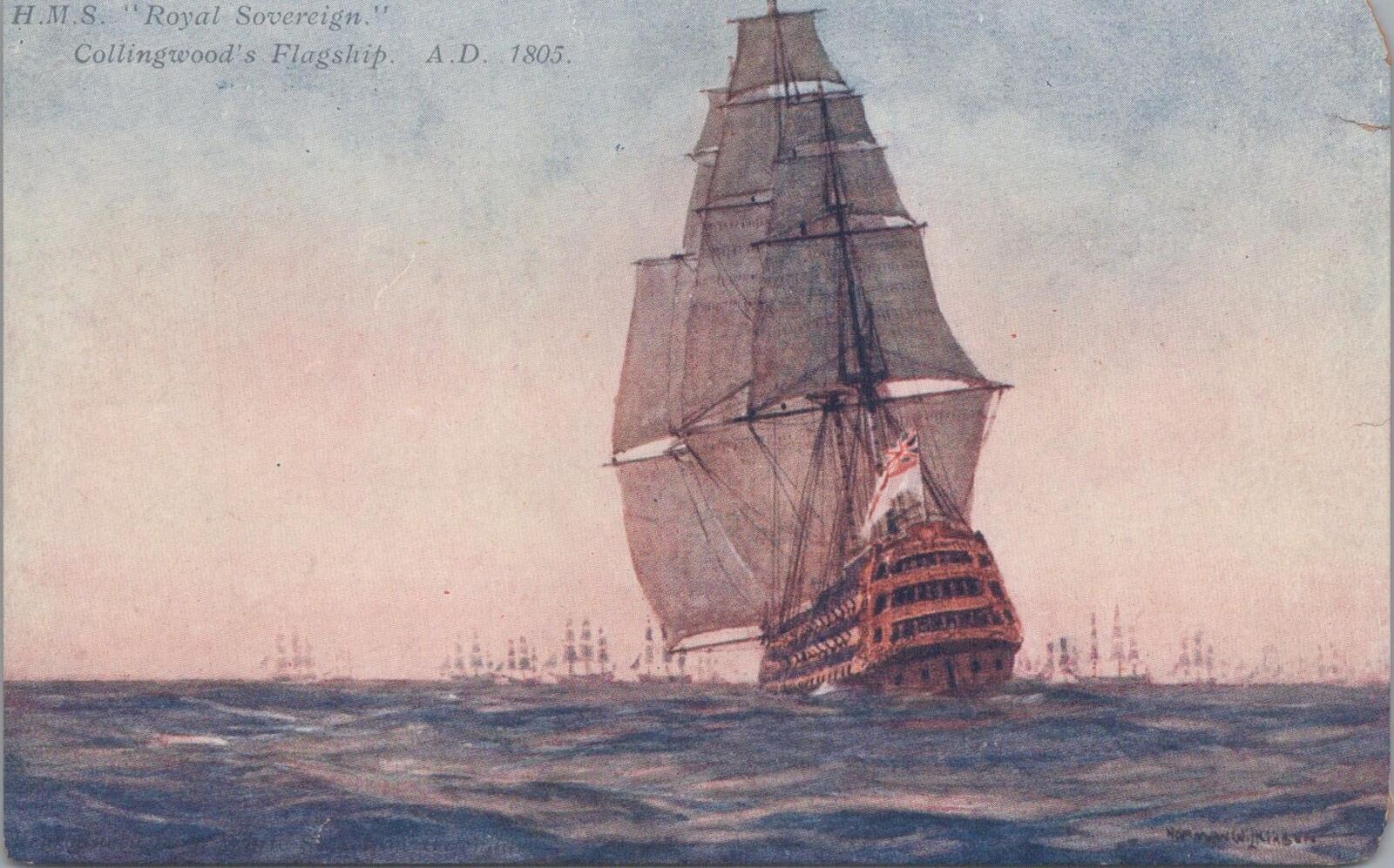 Postcard Ship HMS Royal Sovereign Collingwood\'s Flagship 