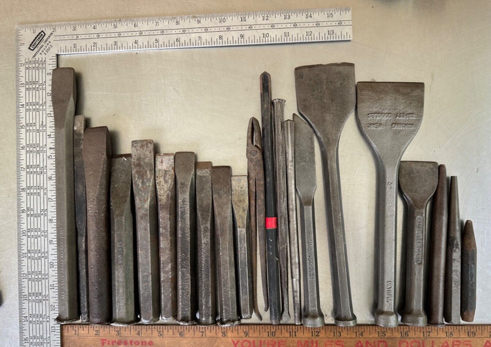 Vintage Lot of  Cold Steel Chisels and Punches Anvil Masonry   #1614