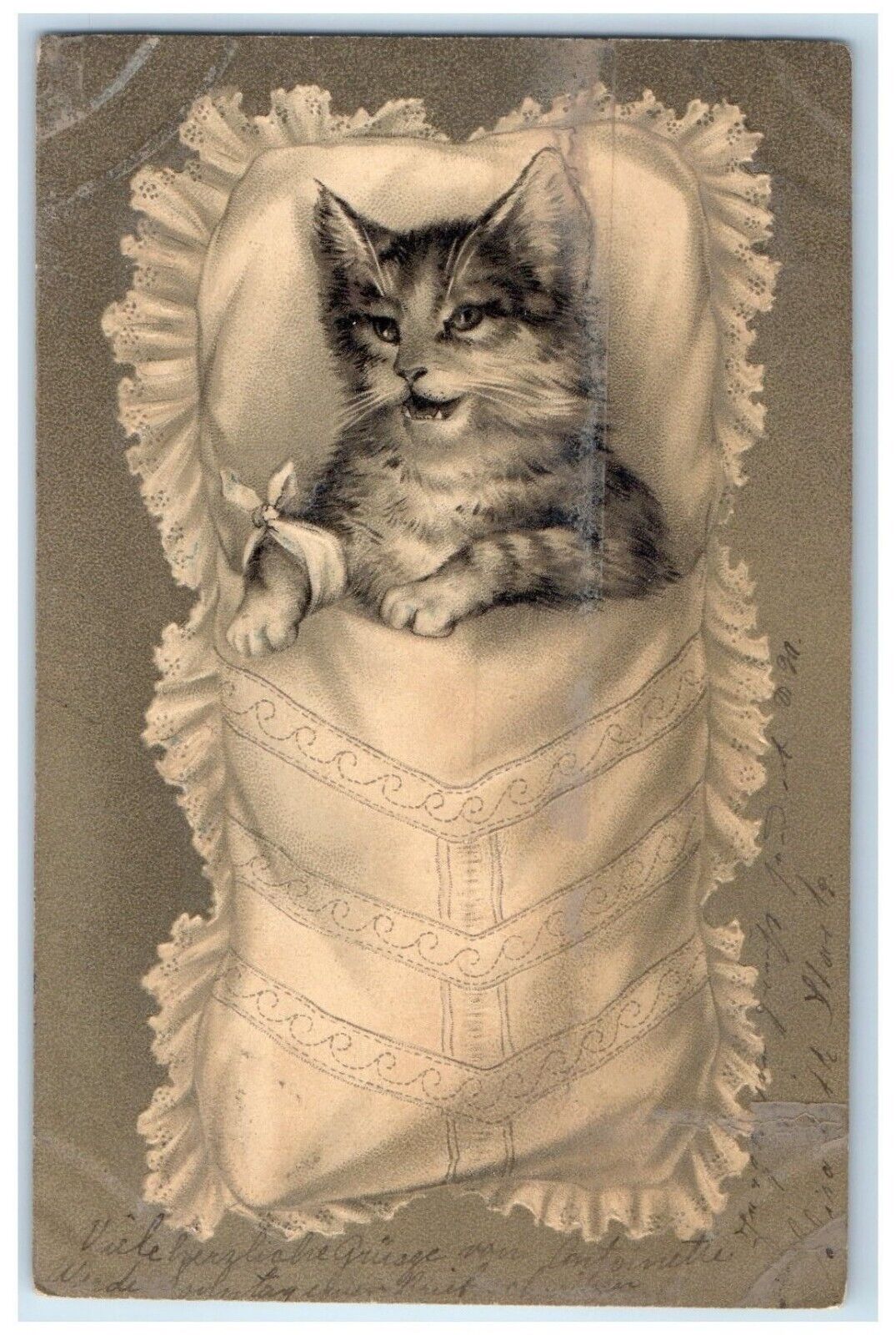 c1910's Cute Cat Kitten Animals Embossed Posted Antique Postcard