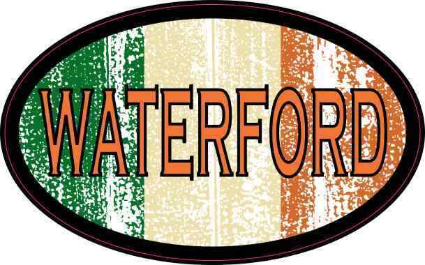 4in x 2.5in Oval Irish Flag Waterford Sticker Car Truck Vehicle Bumper Decal