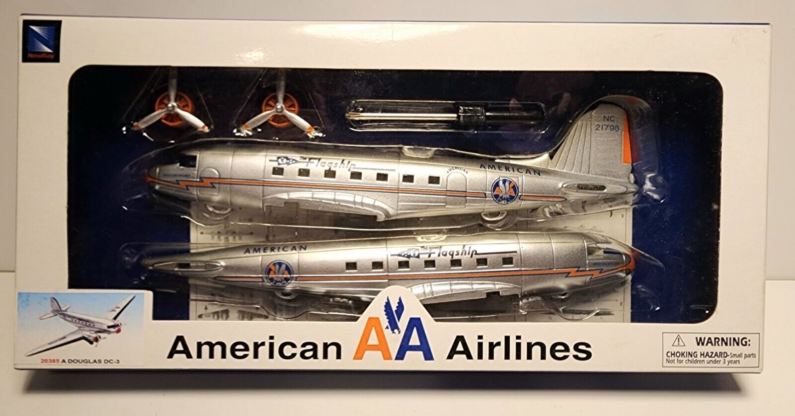 Vintage New Ray A Douglas DC-3 American Airlines Model Airplane  NEW/OLD Stock