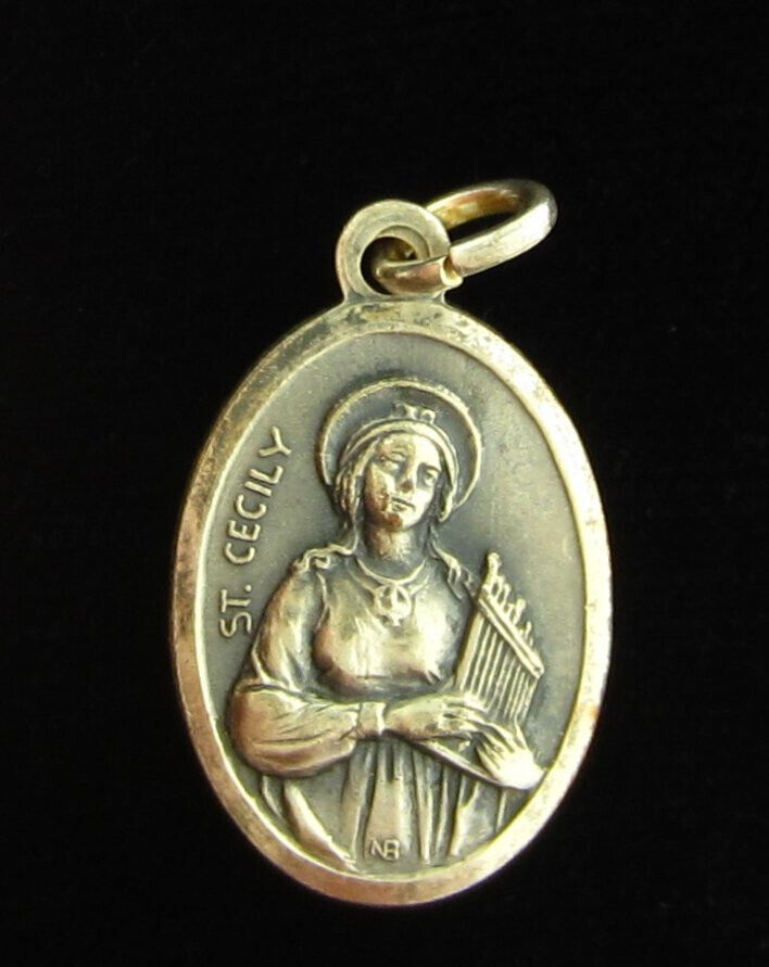 Vintage Saint Cecily Medal Religious Holy Catholic Saint Genesius