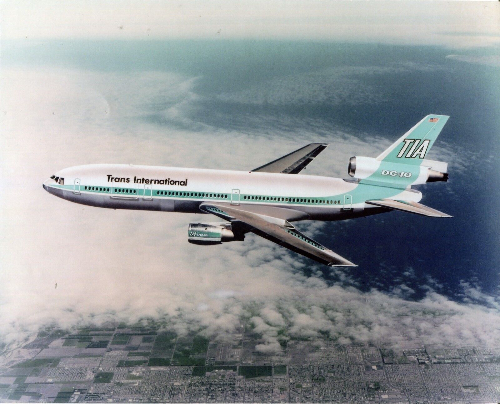 TIA TRANS INTERNATIONAL AIRLINES TIA DC-10 CHARTER AIRCRAFT OAKLAND, CA 1960'S