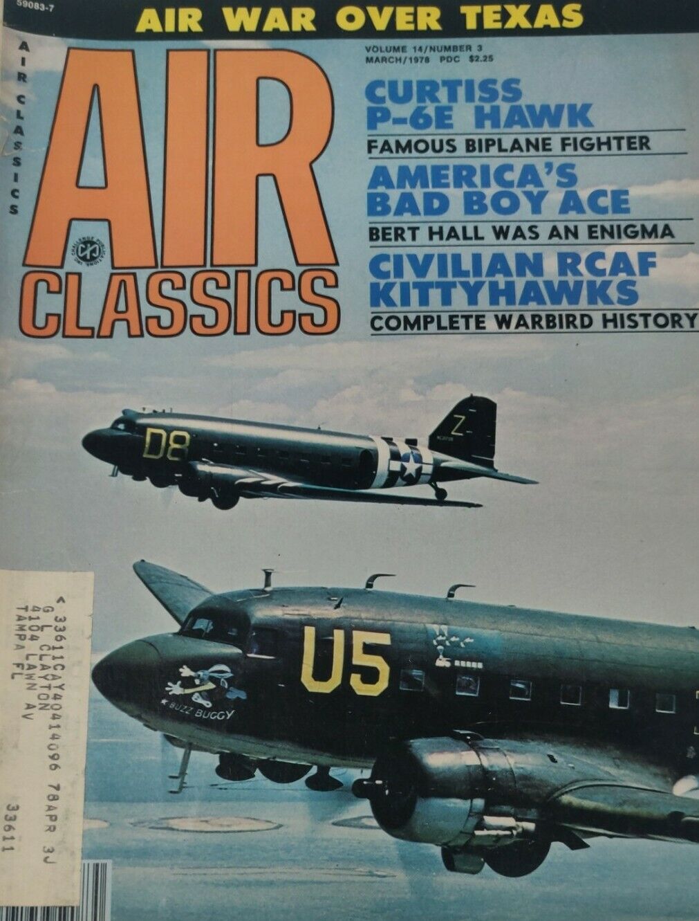 Air Classics Magazine Vol. 14 No. 3 March 1978 Kittyhawks P-6E Hawk Warbird 