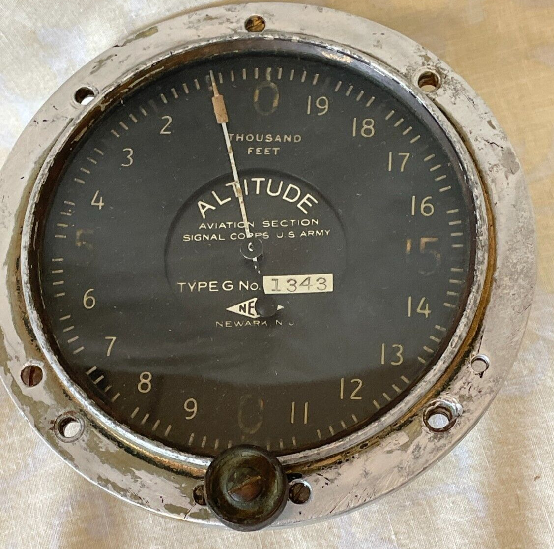 WW1 Altimeter Signal Corps US Army Aviation Section Type G made by Neko