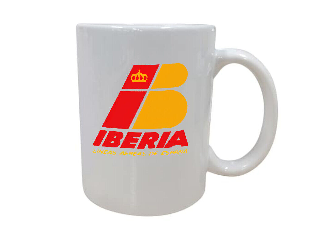 Iberia Airlines Red Yellow Retro Logo Spanish Airline Pilot Coffee Mug Tea Cup