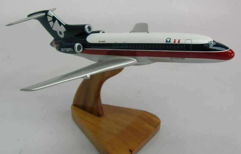 Boeing B-727 AeroPeru Airplane Wood Model Replica Small 