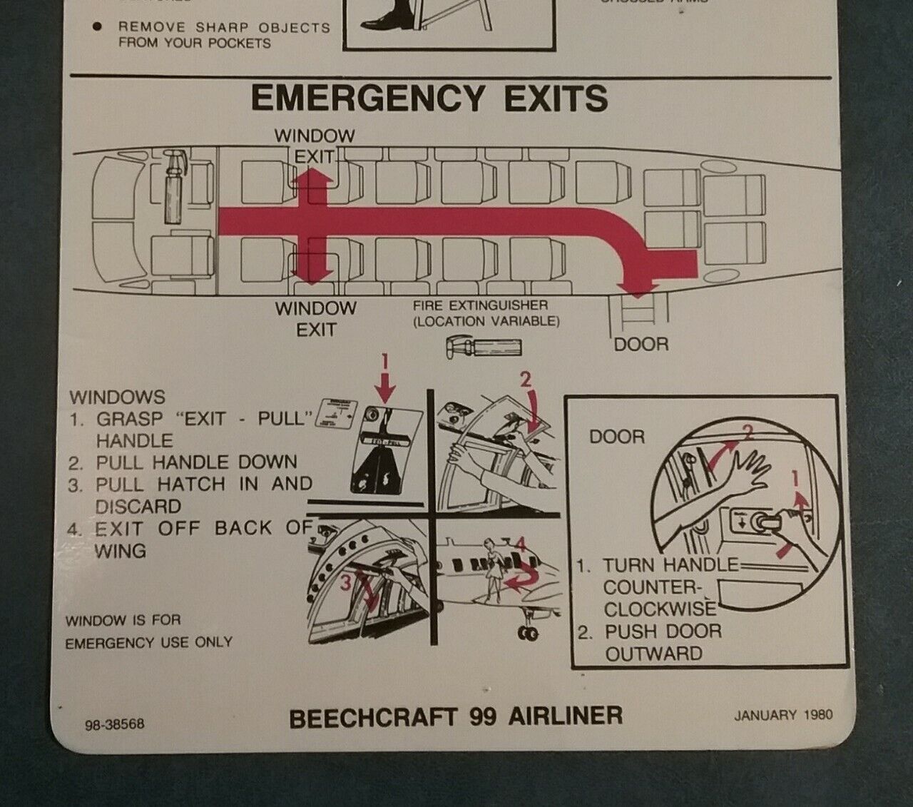 BEECHCRAFT 99 AIRLINER Flight Safety & Emergency Information Card January 1980
