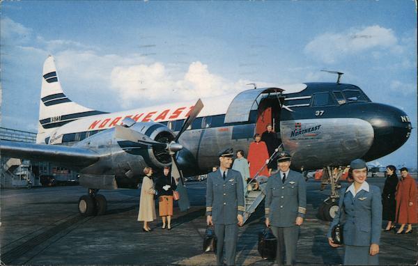 Airline Advertising 1956 FLY Northeast Hannau Color Productions Chrome Postcard