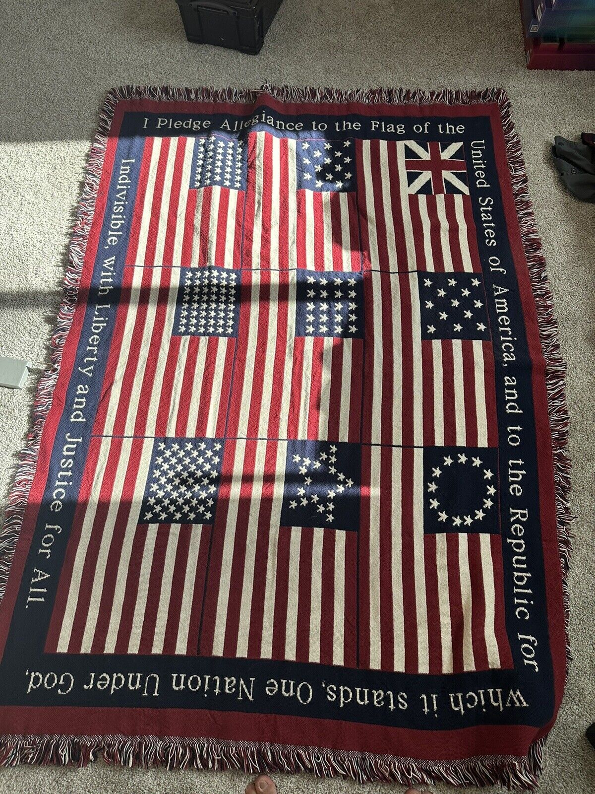 American Flag / Pledge of Allegiance 100% Cotton Throw Blanket (50\