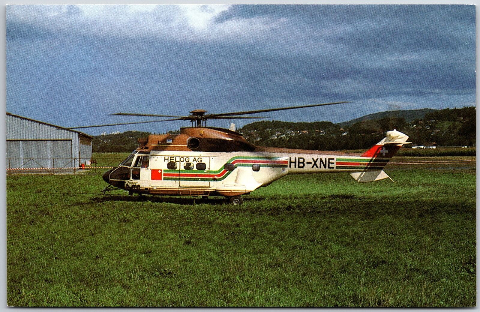 Helicopter Aerospatiale AS332C Super Puma HB-XNE c/n 2002 Helog Berne Postcard