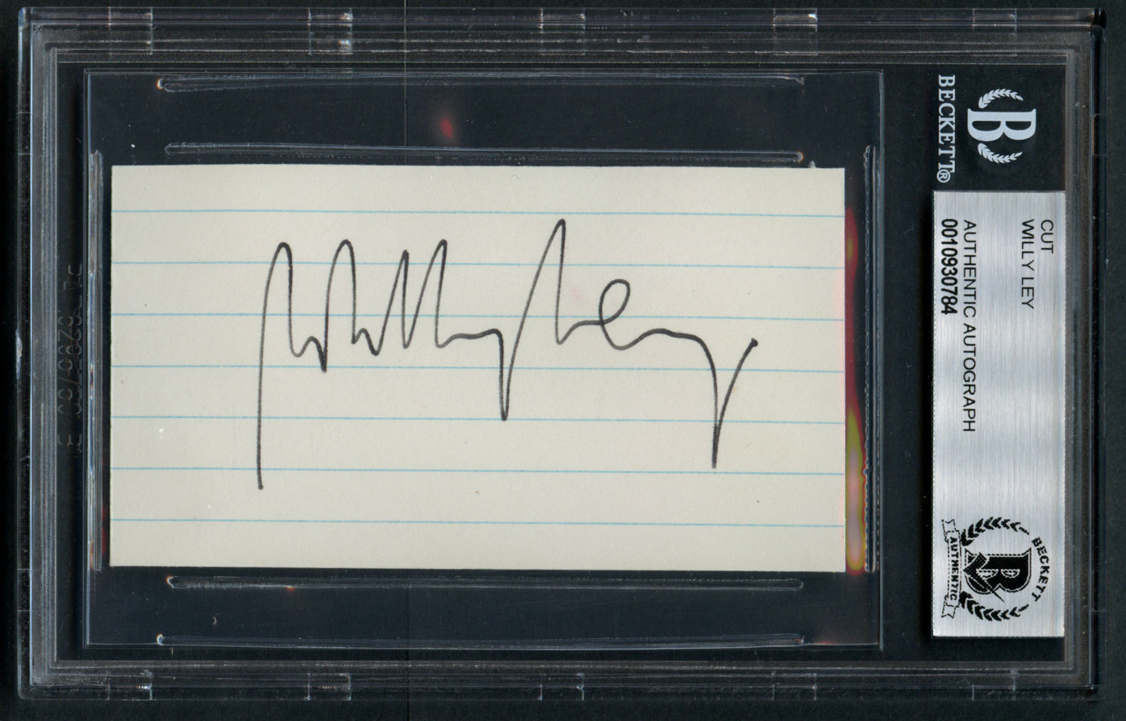 Willy Ley (d. 1969) signed autograph auto 2x3.5 cut Science Writer BAS Slabbed