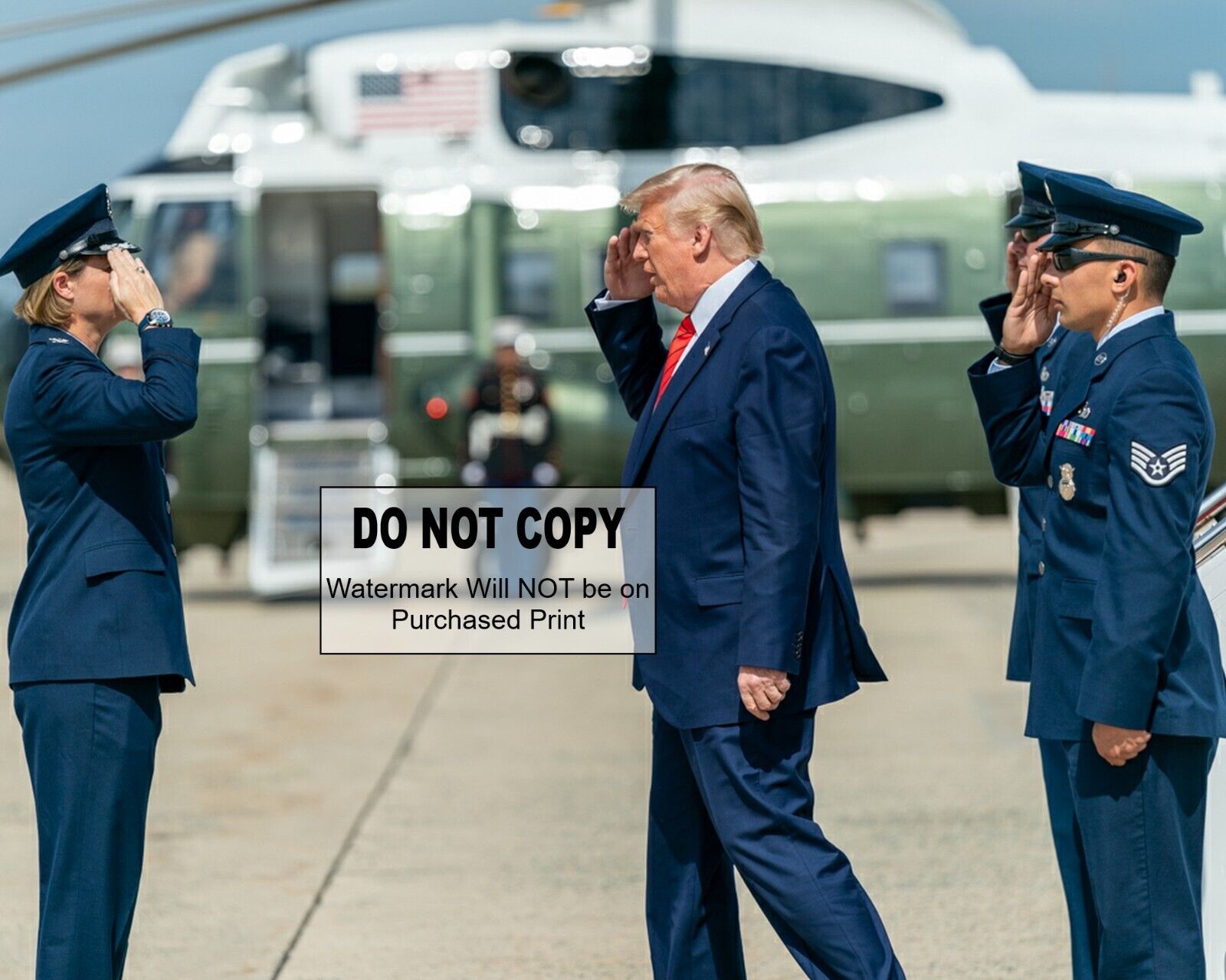 Trump Saluting in front of Marine One  -  Trump - MAGA - 8X10 PHOTO (#1035)