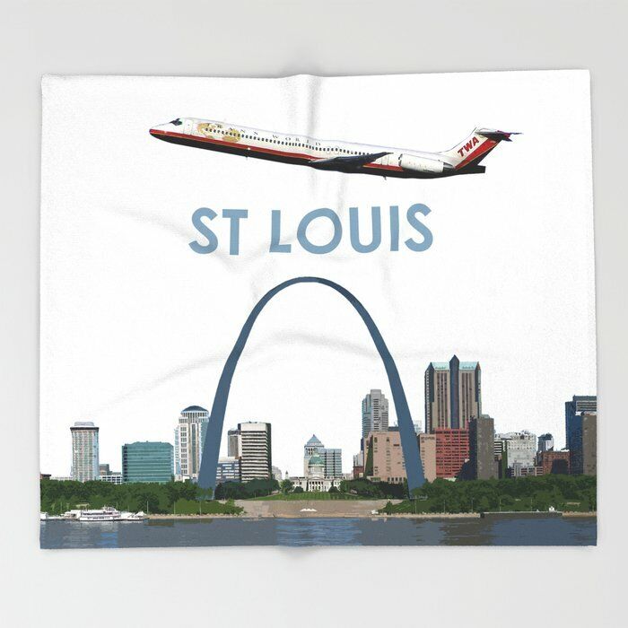 TWA MD-80 over St Louis - 51x60 Throw Blanket