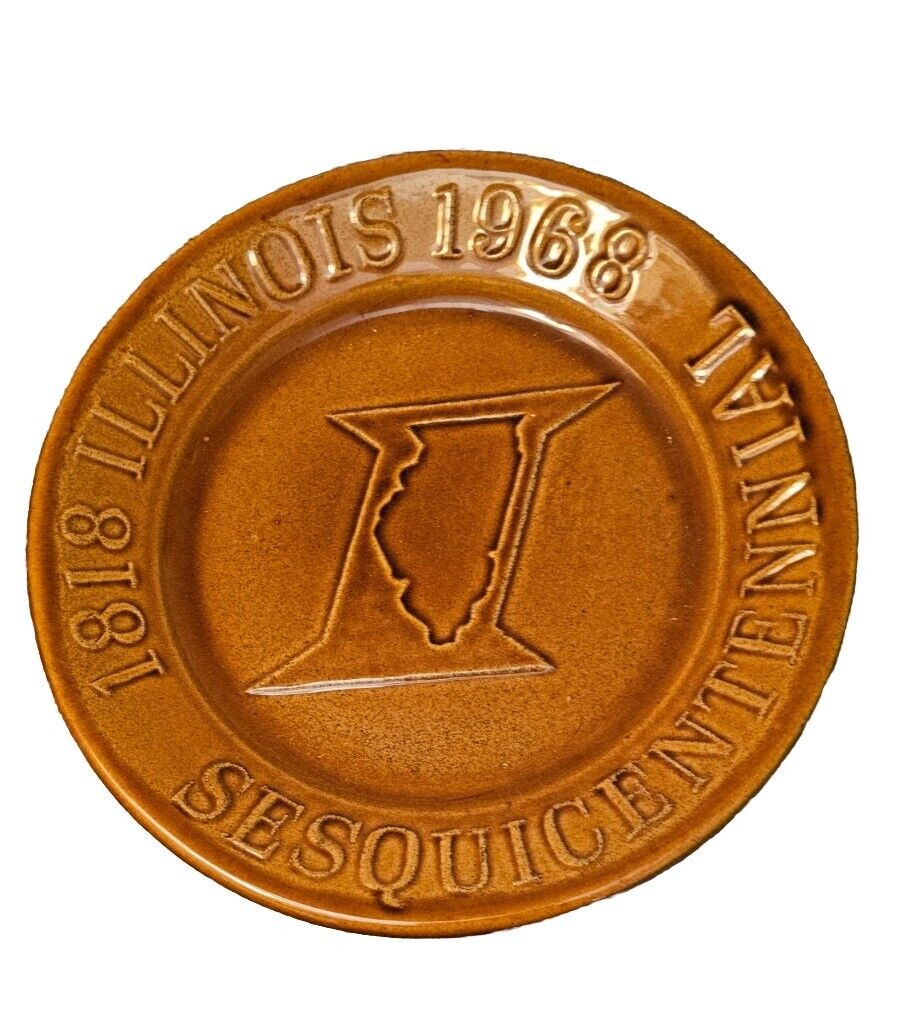 1968 Illinois Sesquicentennial Commemorative Ceramic Plate 1818-1968 150 Years  