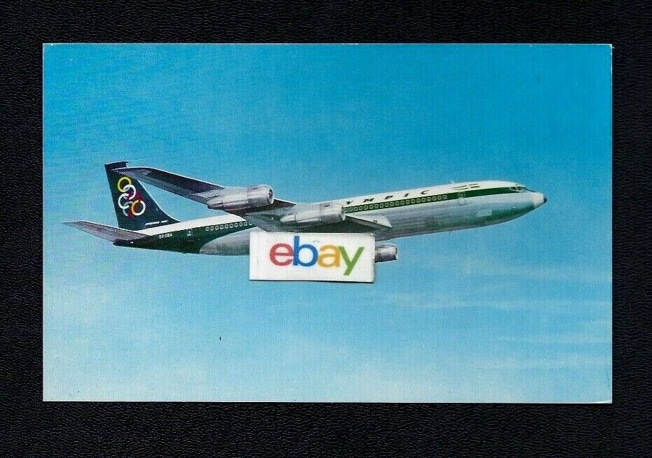 OLYMPIC AIRWAYS GREECE BOEING 707-320 SUPER FAN/JET AIRLINE ISSUE POSTCARD