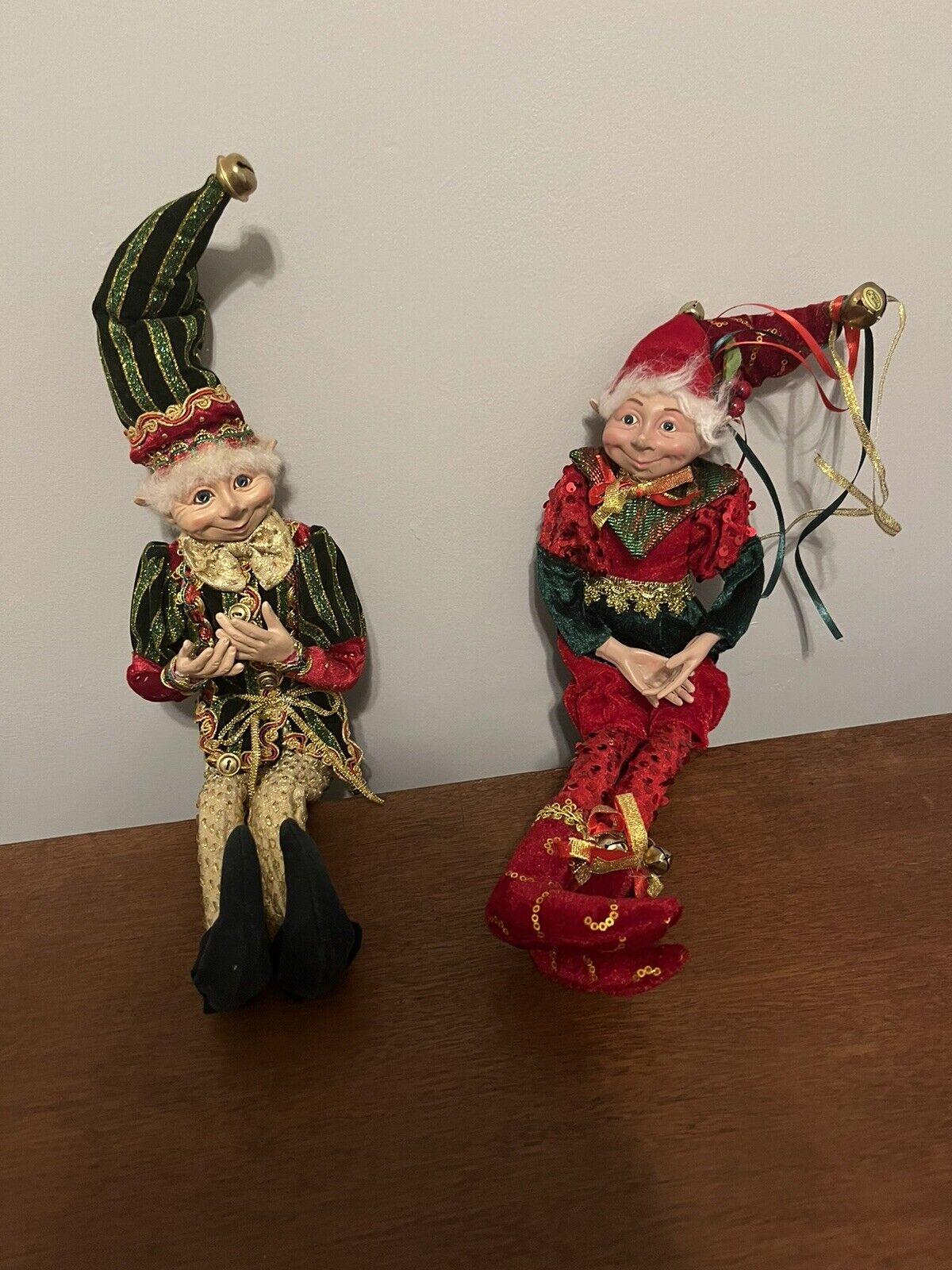 Set Of Two 16” Robert Stanley Posable Christmas Elves