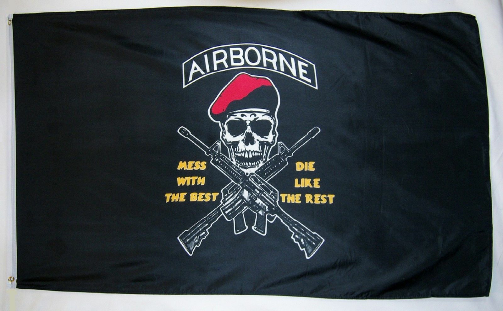 3x5 Airborne Mess With The Best Die Like The Rest Flag 3' x 5' Indoor Outdoor 