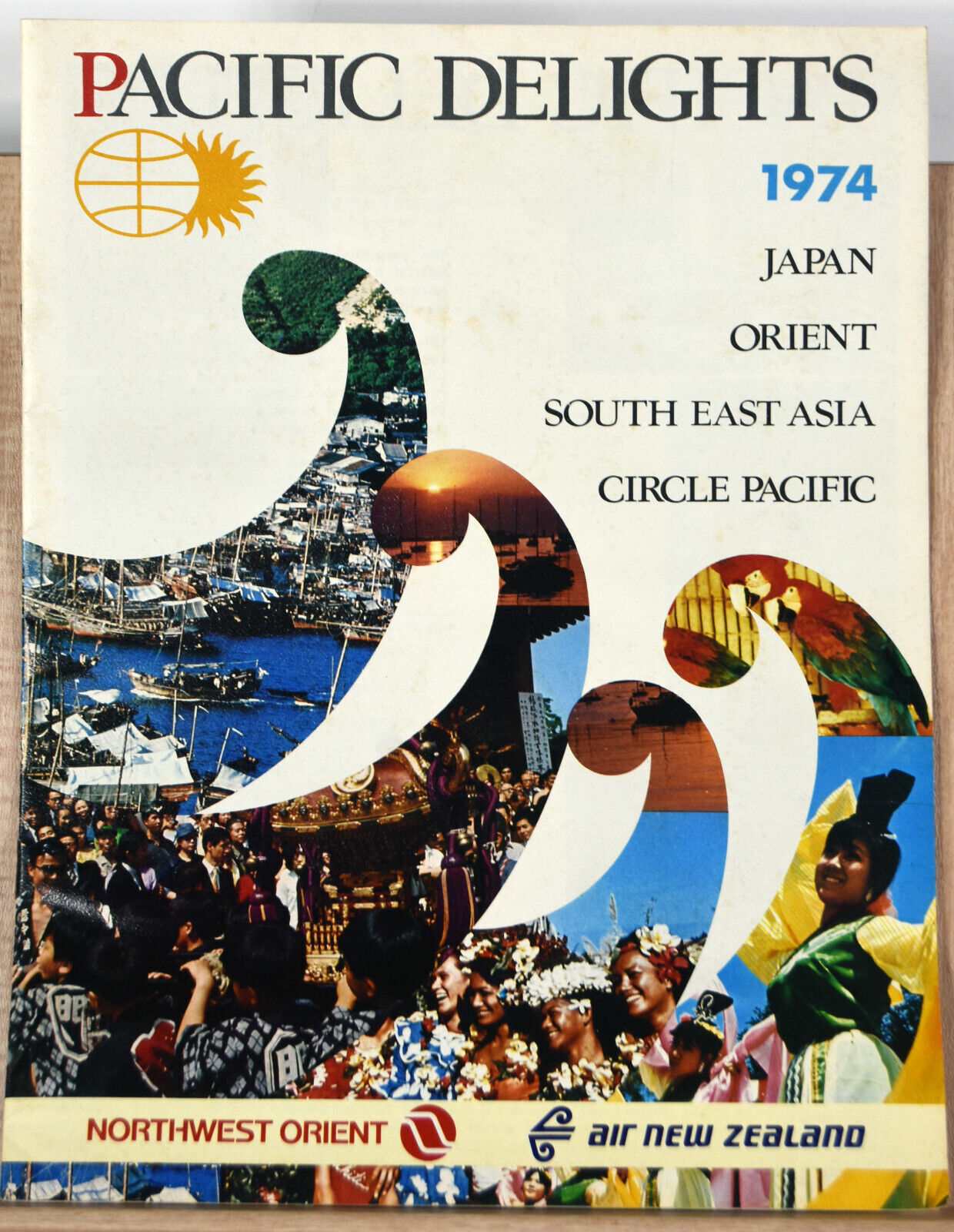 '74 Vintage Booklet Pacific Delights Air New Zealand Northwest Orient Tours Fare