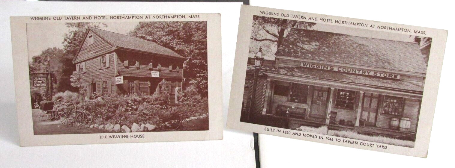 2 Diff. Vintage WIGGINS TAVERN & HOTEL Northampton Massachusetts Ma Postcards