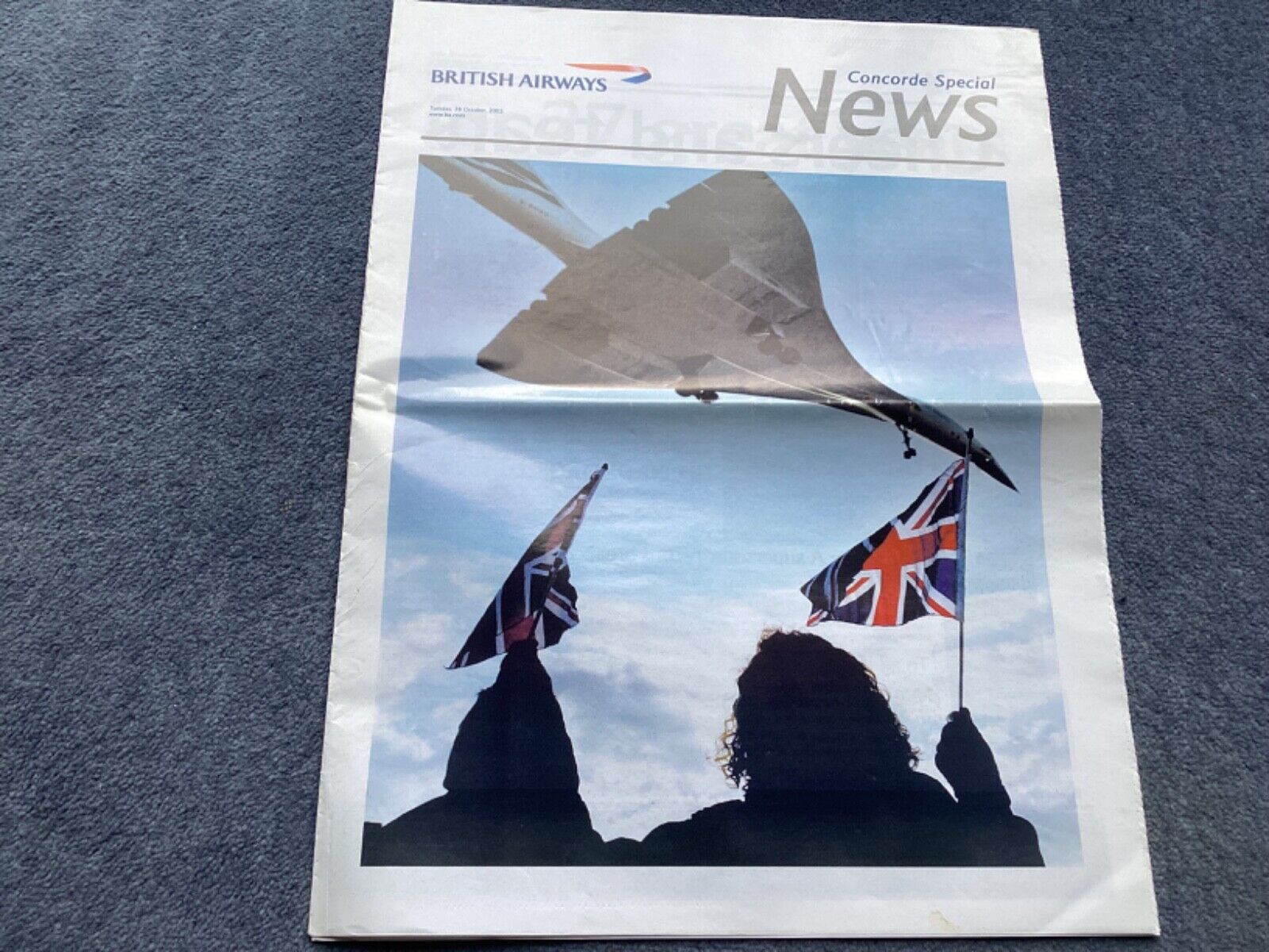 British Airways Concorde Special News Newspaper  28th October 2003 rare