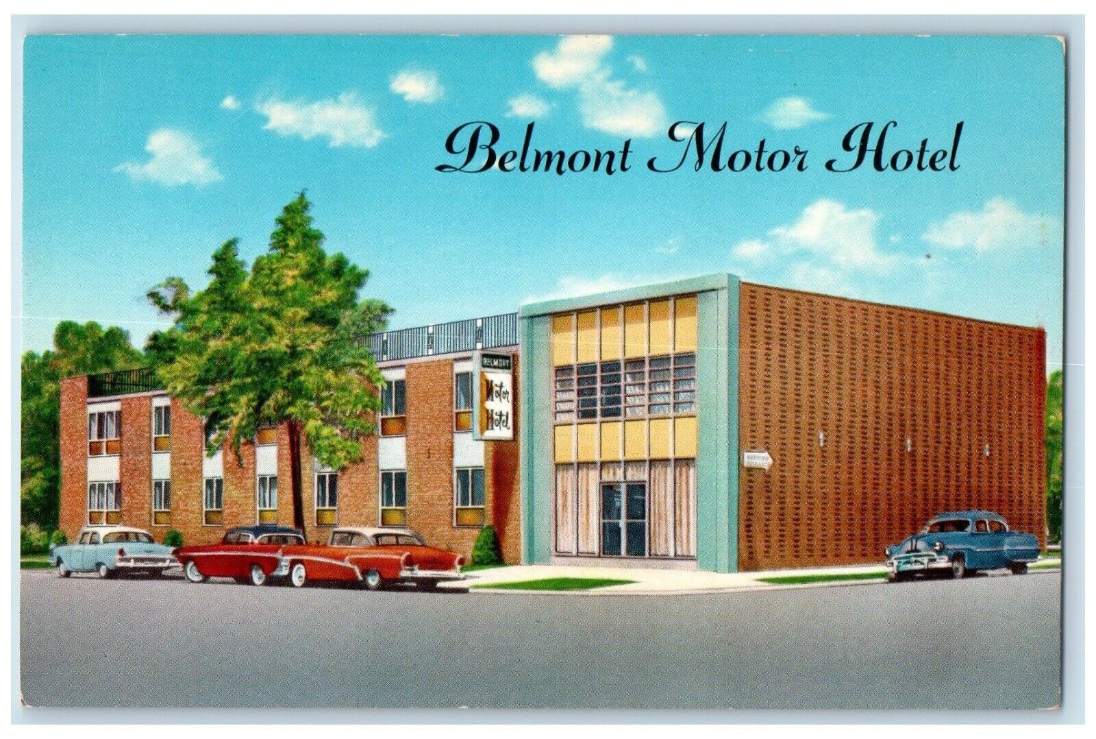 c1960\'s Belmont Motor Hotel Cars Queens Village 24 New York NY Vintage Postcard