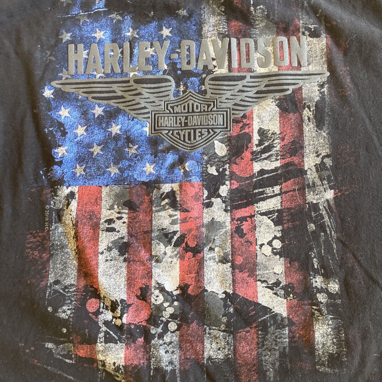 Harley Davidson 2 Xl T-shirt American Flag