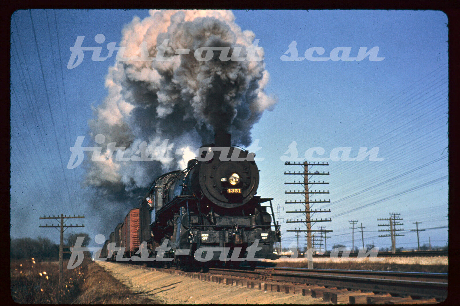 R DUPLICATE SLIDE - GM&O 4351 STEAM 2-8-2 Action on Freight Mtchell IL 1948