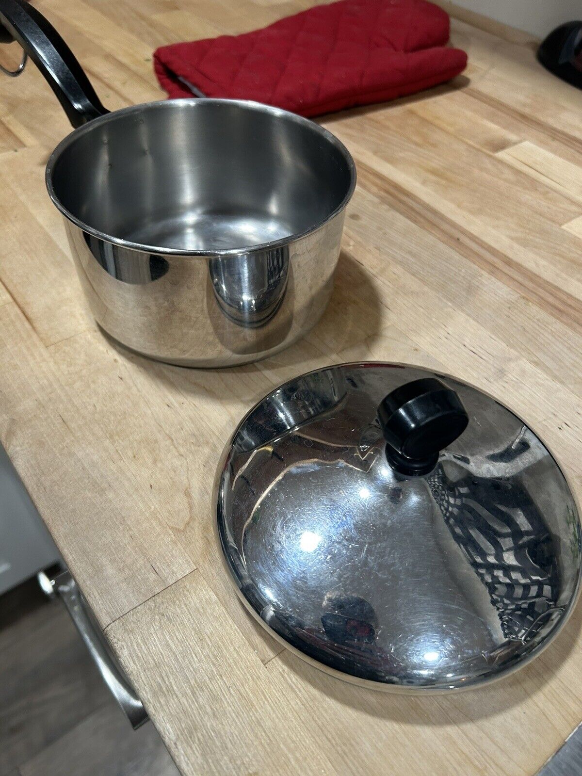 Faberware 1qt Sauce Pan Cooking Pot & Lid Alumium Clad Stainless Steel