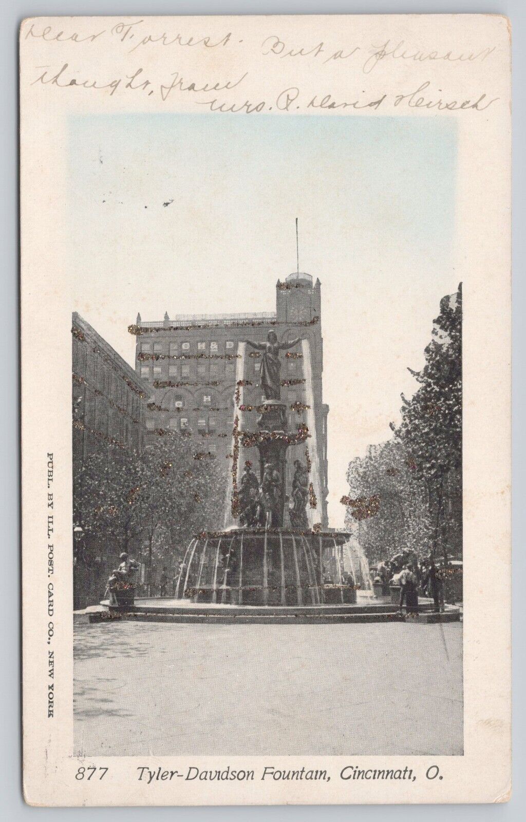 Postcard Tyler Davidson Fountain, Cincinnati OH Glitter UDB circa 1905