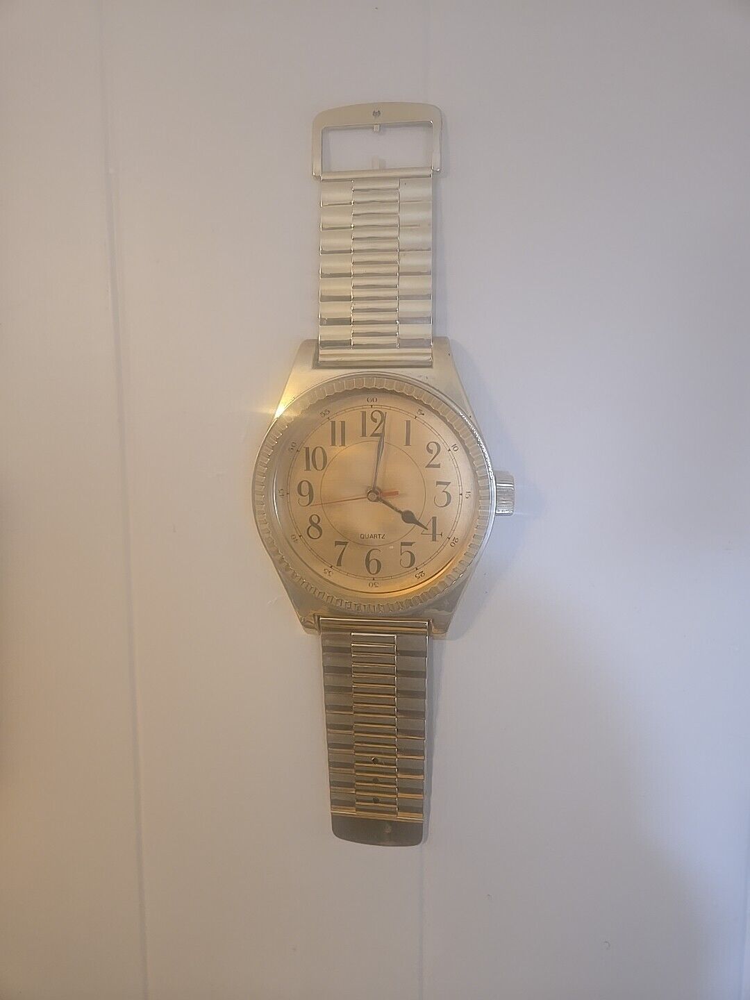 Vintage 80\'s Wrist Watch Style Quartz Gold Wall Clock 25” (Singapore) 