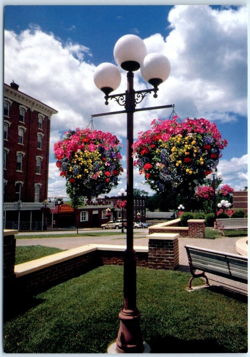 Postcard - Colorful flower baskets, LaGrange Park - Red Wing, Minnesota