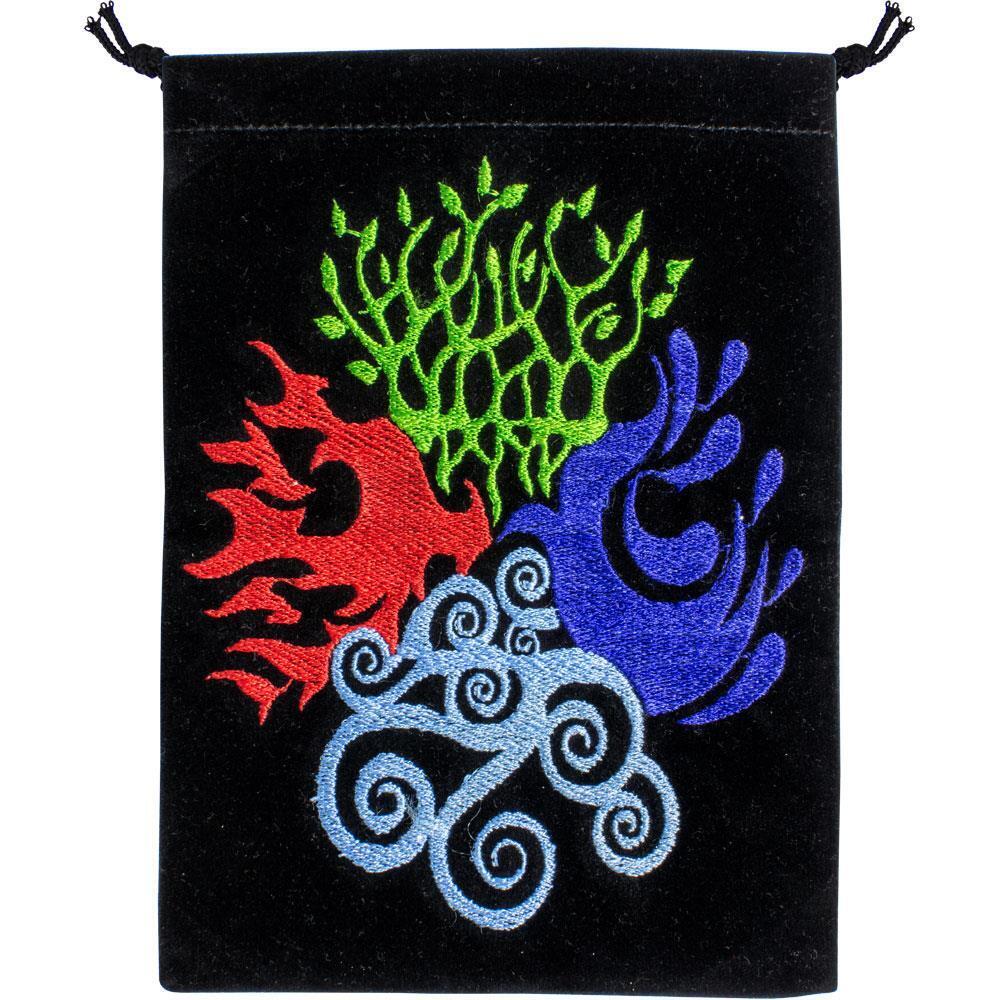 4 Elements Vividly Embroidered Velveteen Tarot Bag Earth Air Fire Water