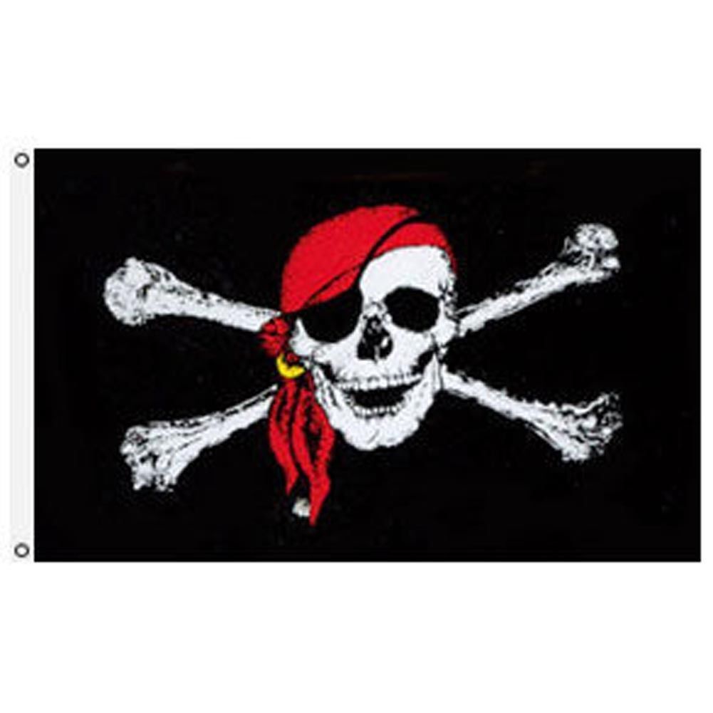 3X5 Jolly Roger Pirate Red Bandana Skull Crossbones Flag 3'x5' Banner USA SELLER