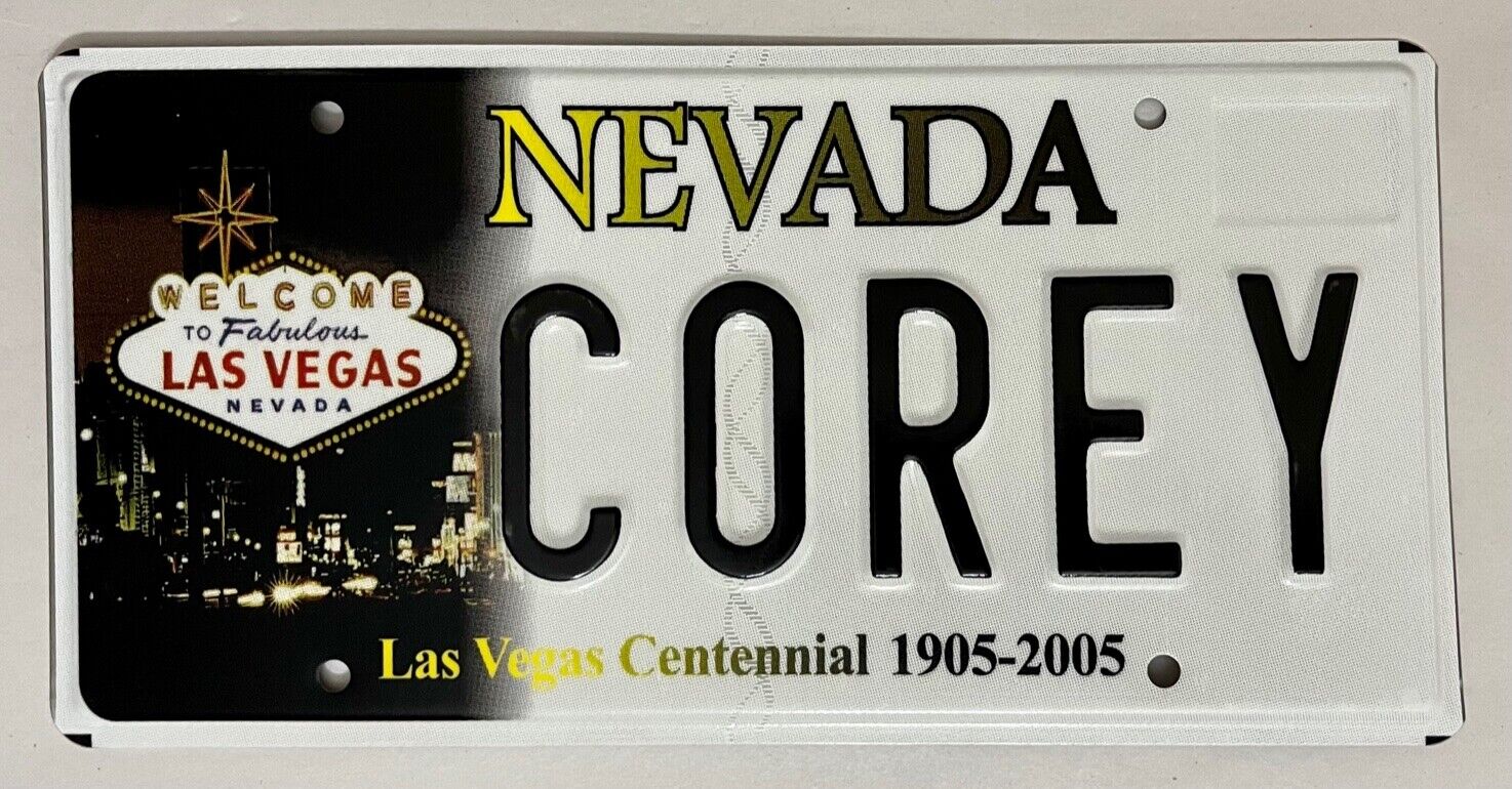 Las Vegas NEVADA Vanity License Plate COREY- NV 