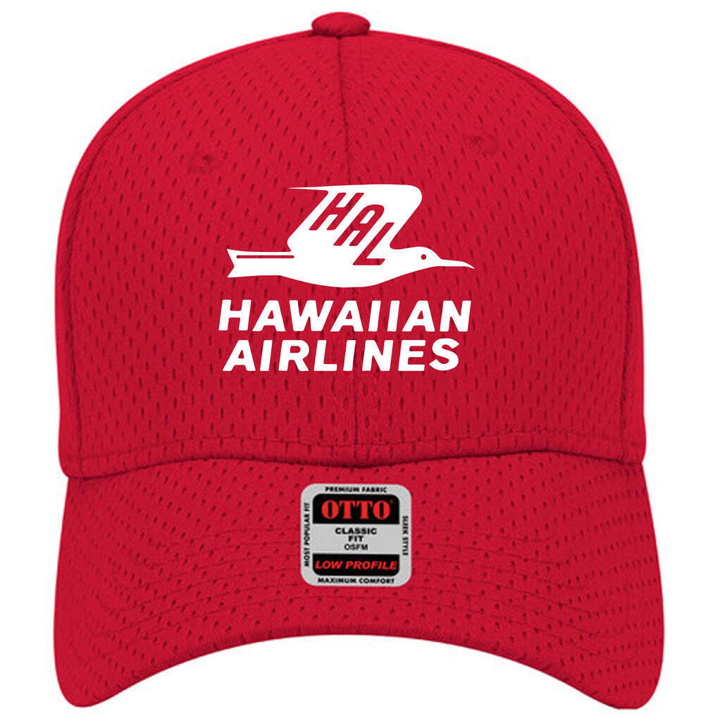 HAL Hawaiian Airlines Retro Logo Adjustable Red Mesh Golf Baseball Cap Hat New