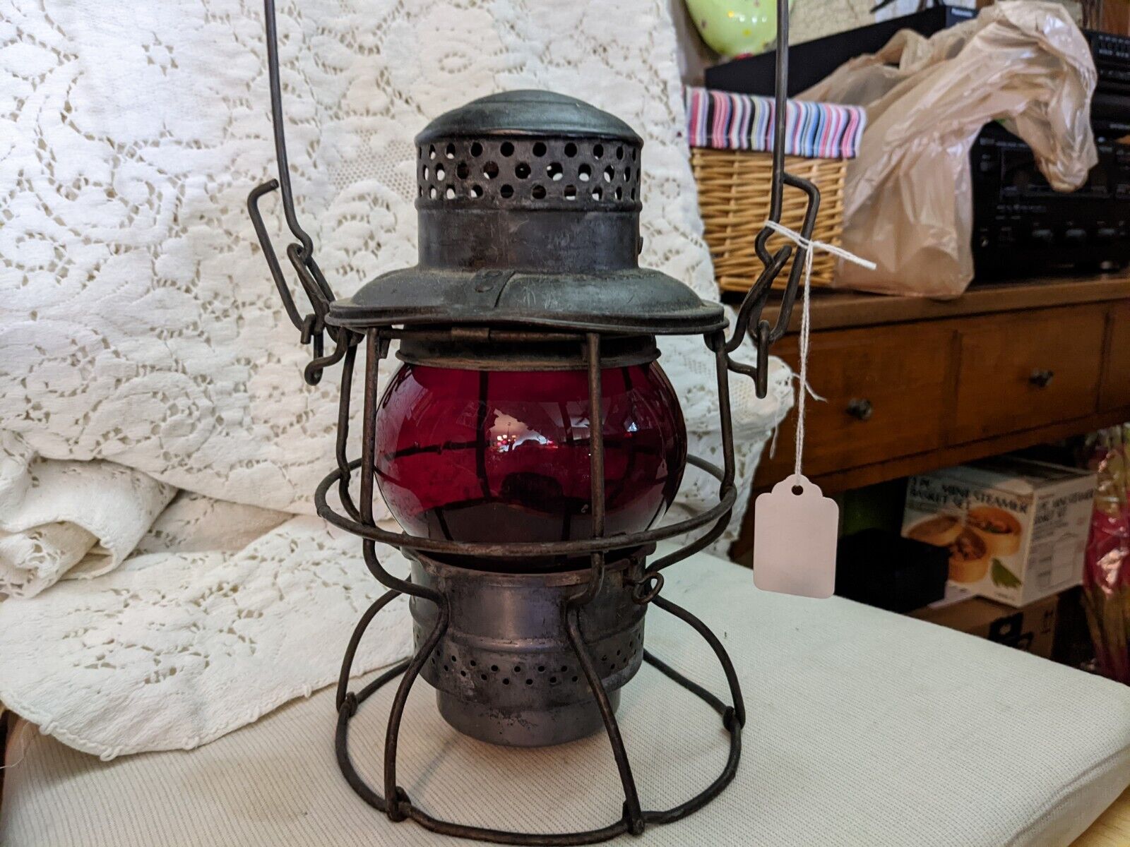Rare Hiram L Piper Co.,LTD  C. N. R. railriad lantern  with red Globe.