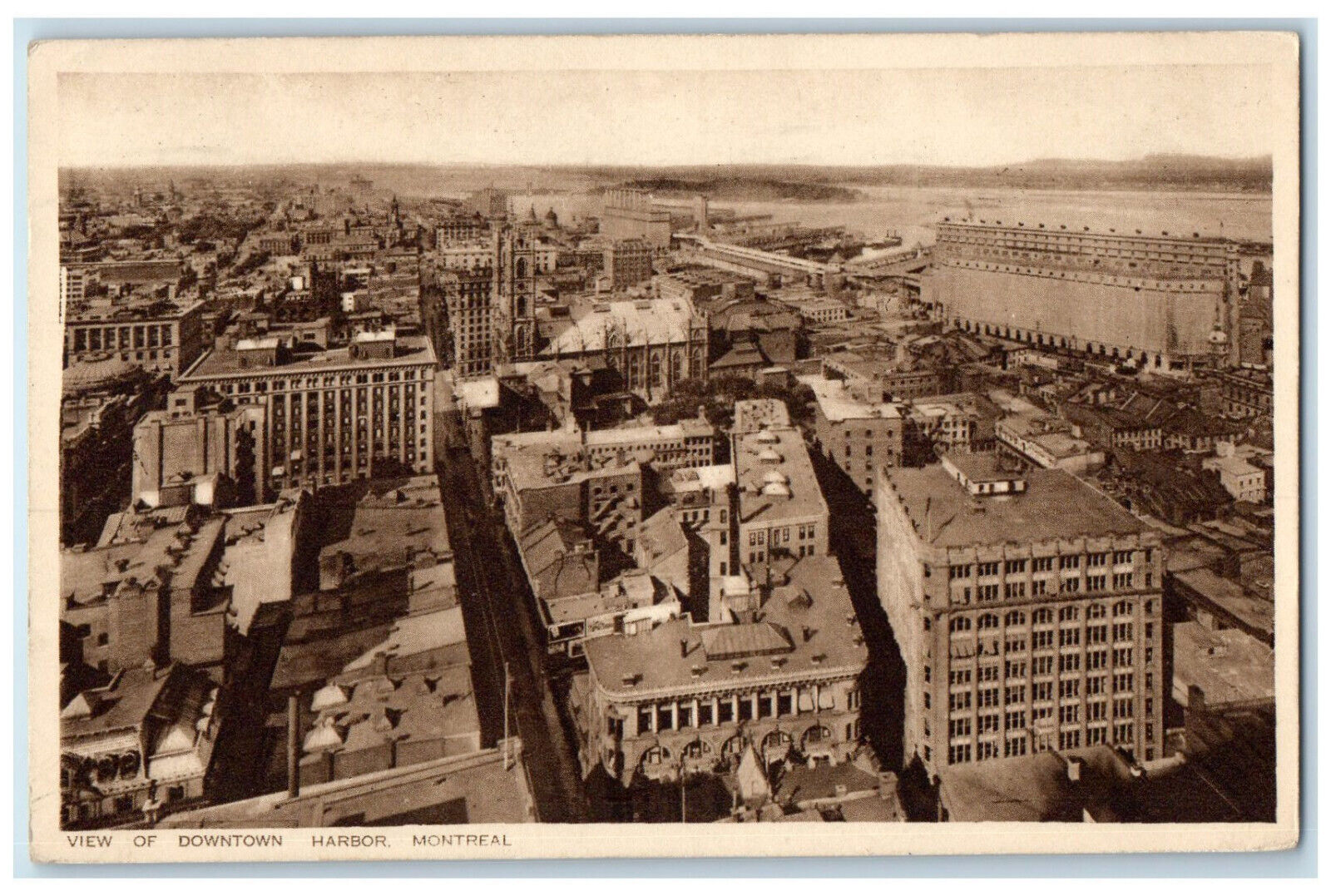 1928 View of Downtown Harbor Montreal Quebec Canada Vintage Postcard
