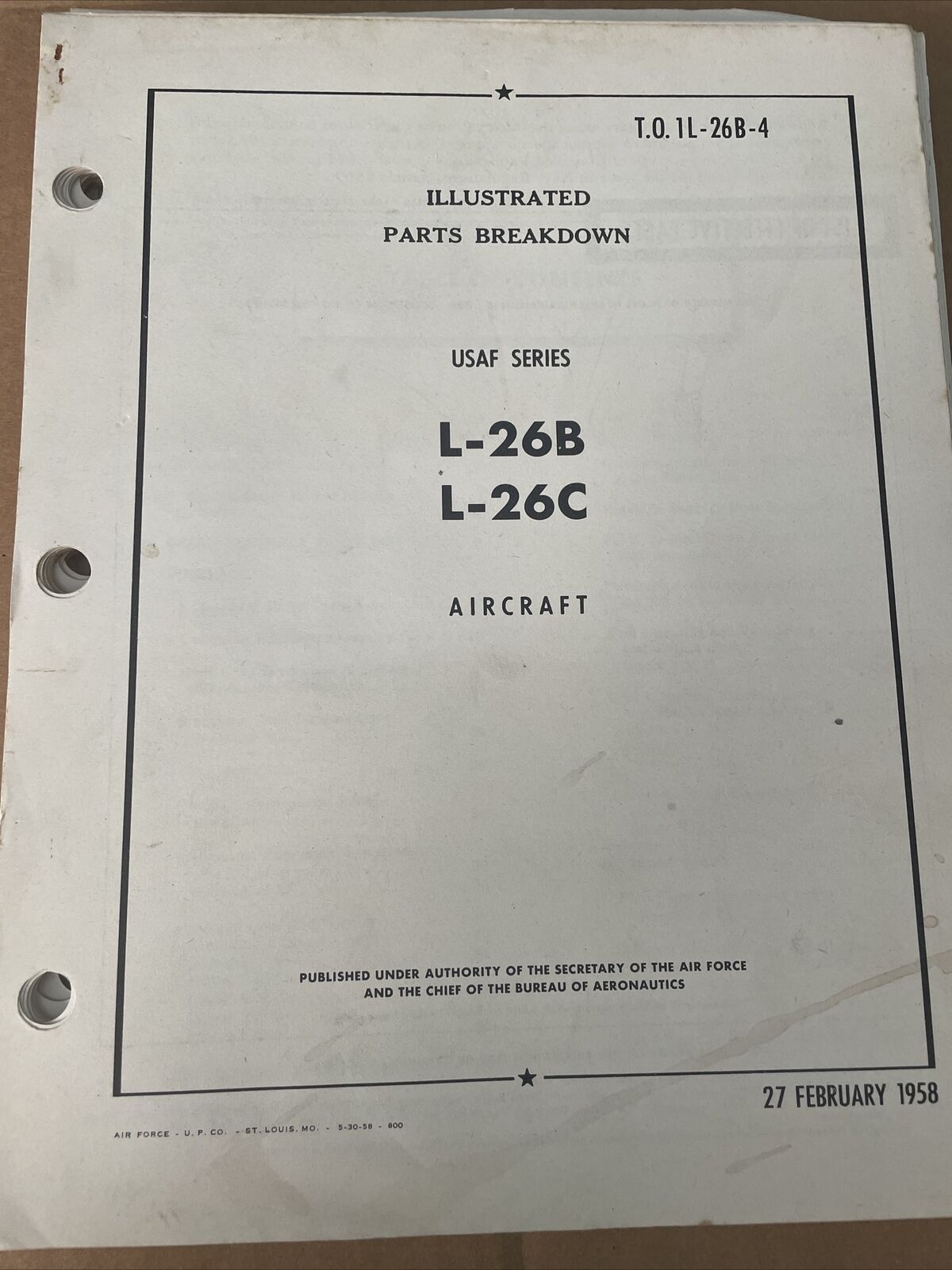 Technical Orders Illustrated Parts Breakdown USAF Series L-26B L-26C Aircraft