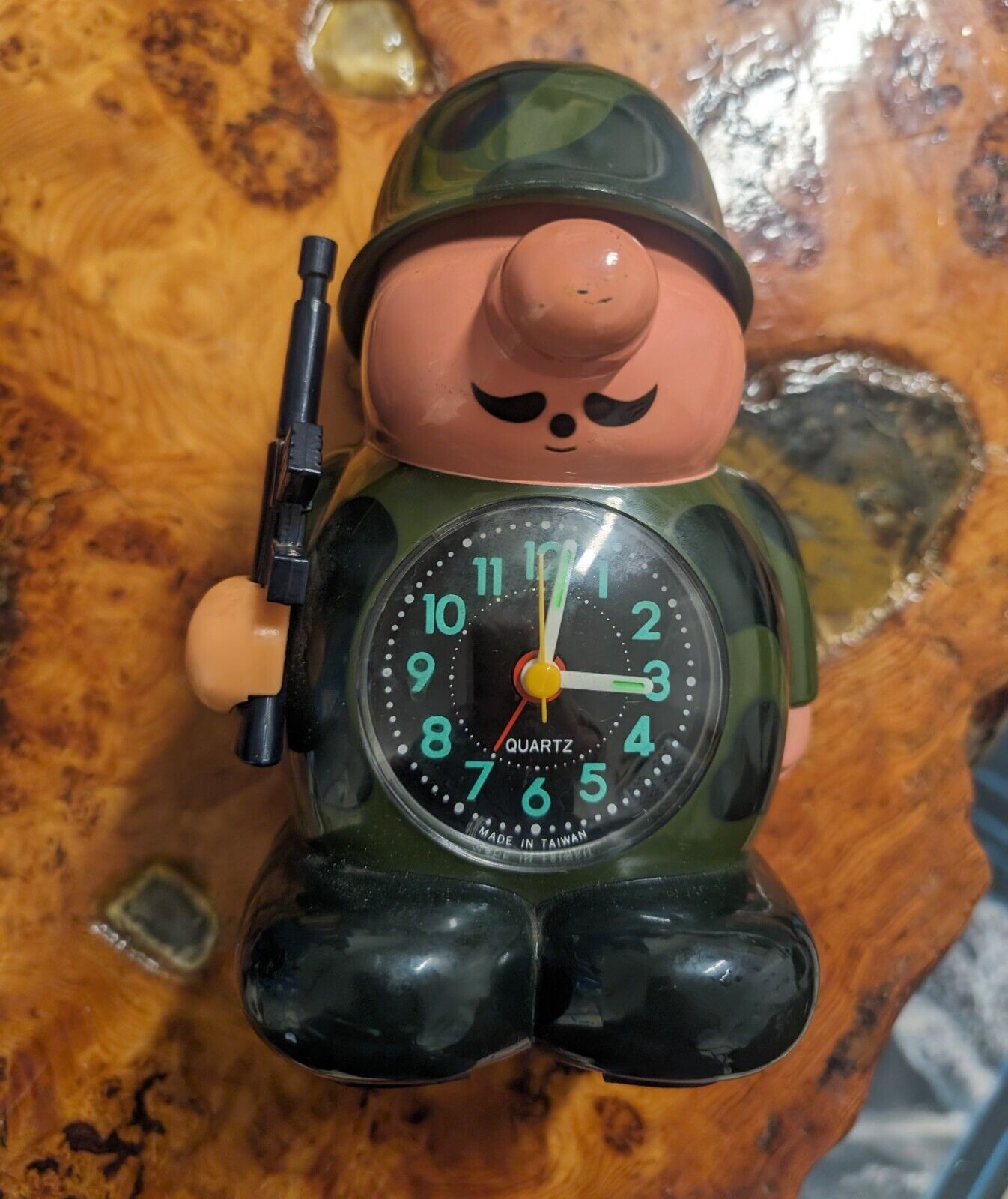 Vintage 80's Telstar Mr. General Army Soldier Alarm Clock, Tested Missing a Part