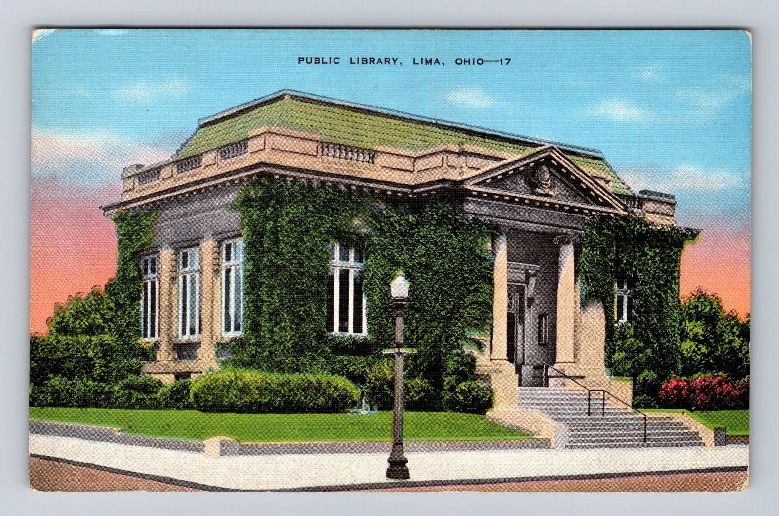 Lima OH-Ohio, Public Library, Antique Vintage Souvenir Postcard