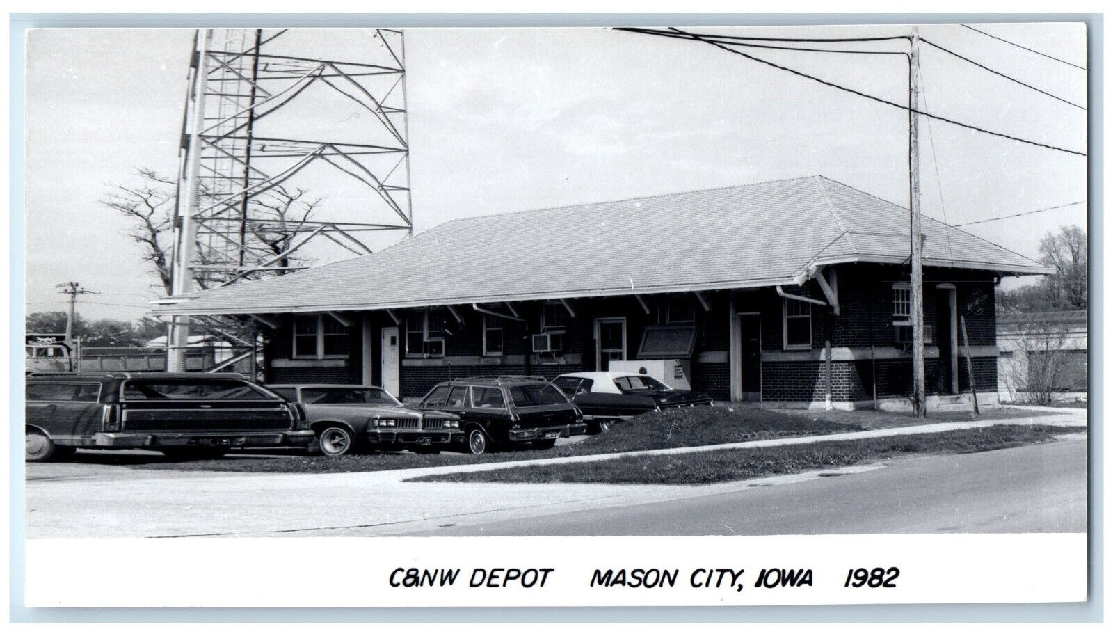 Mason City Iowa IA Postcard C & NW Depot Tower View c1980\'s Unposted RPPC Photo