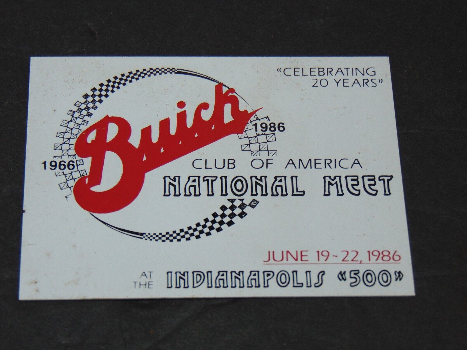 1986 Buick Club of America National Meet At The Indianapolis 500 Dash Plaque