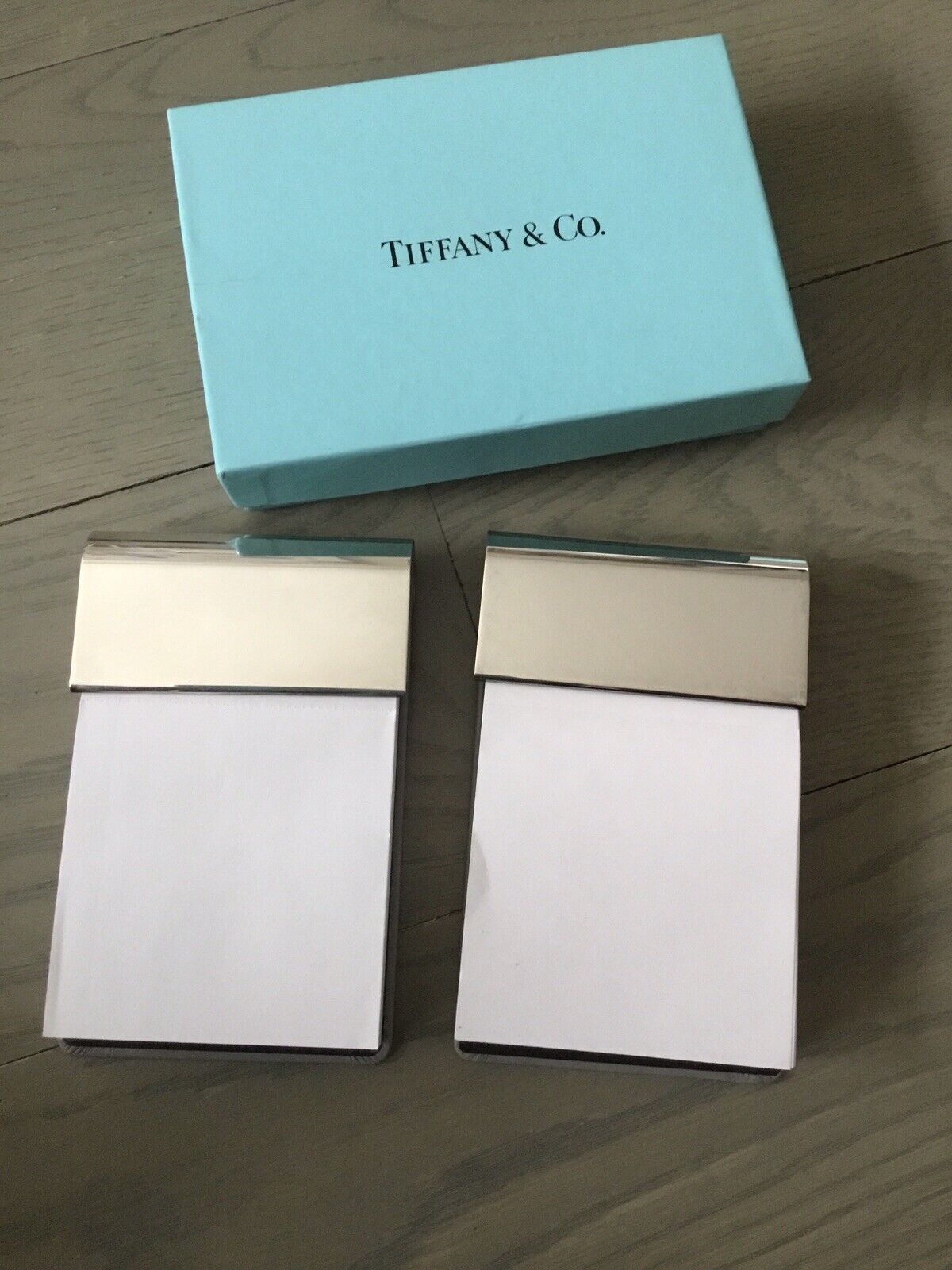 Tiffany & Co Silver 925 Sterling and Leather 2 Memo Pads