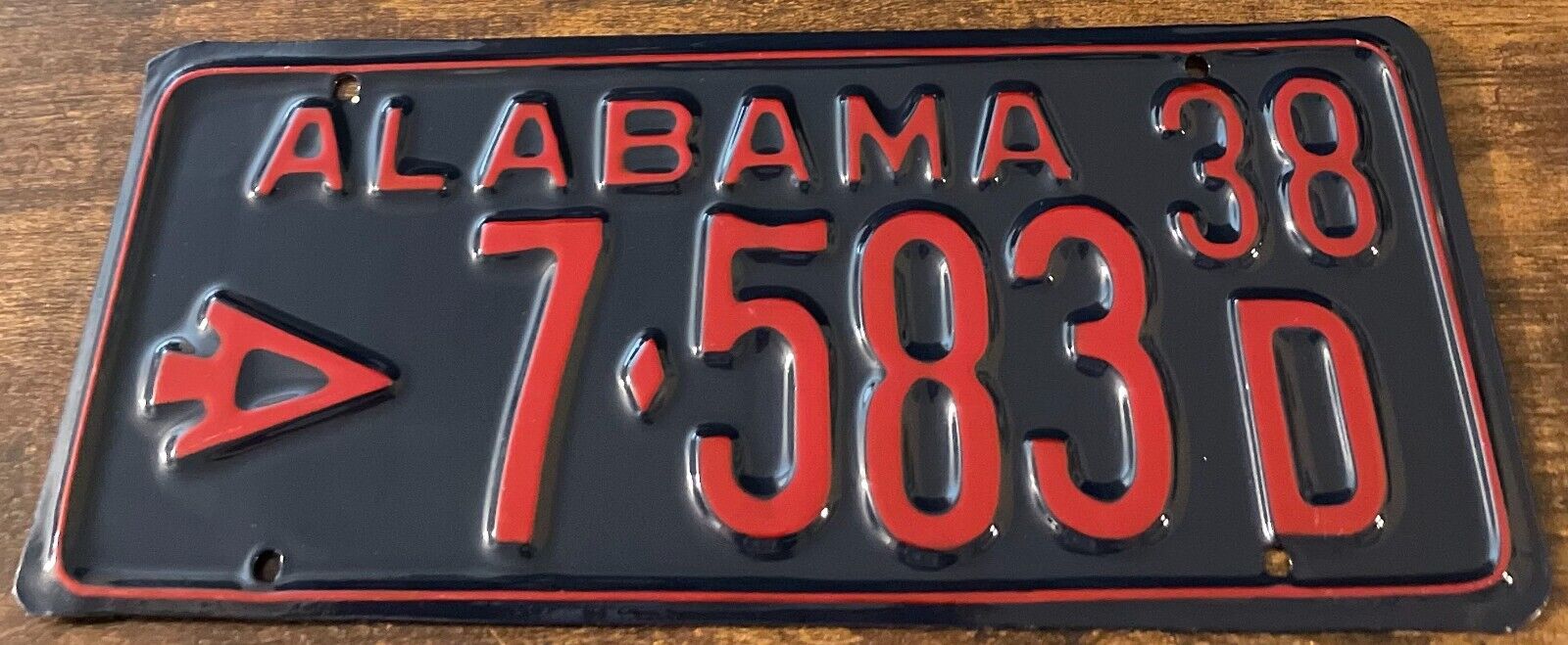 Vintage 1938 Alabama License Plate 7-583 D With Arrow Arrowhead
