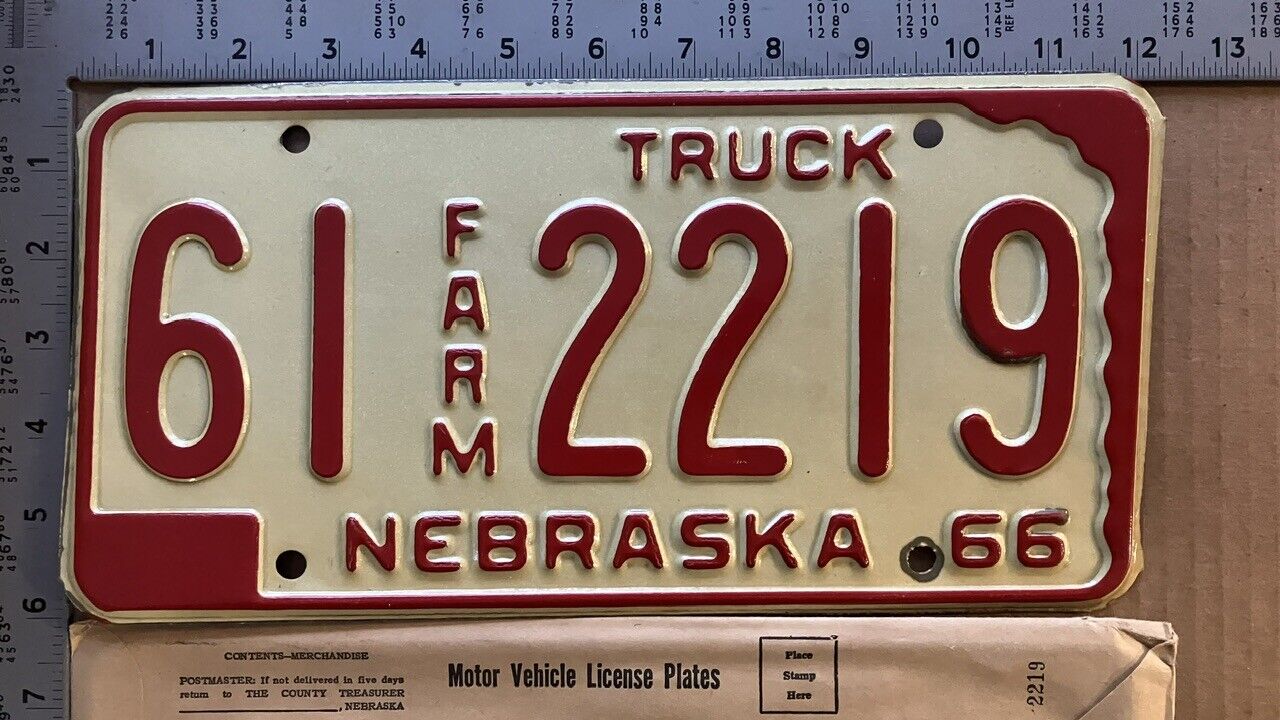 1966 1967 1968 Nebraska farm truck license plate 61-2219 YOM DMV Sheridan 13767