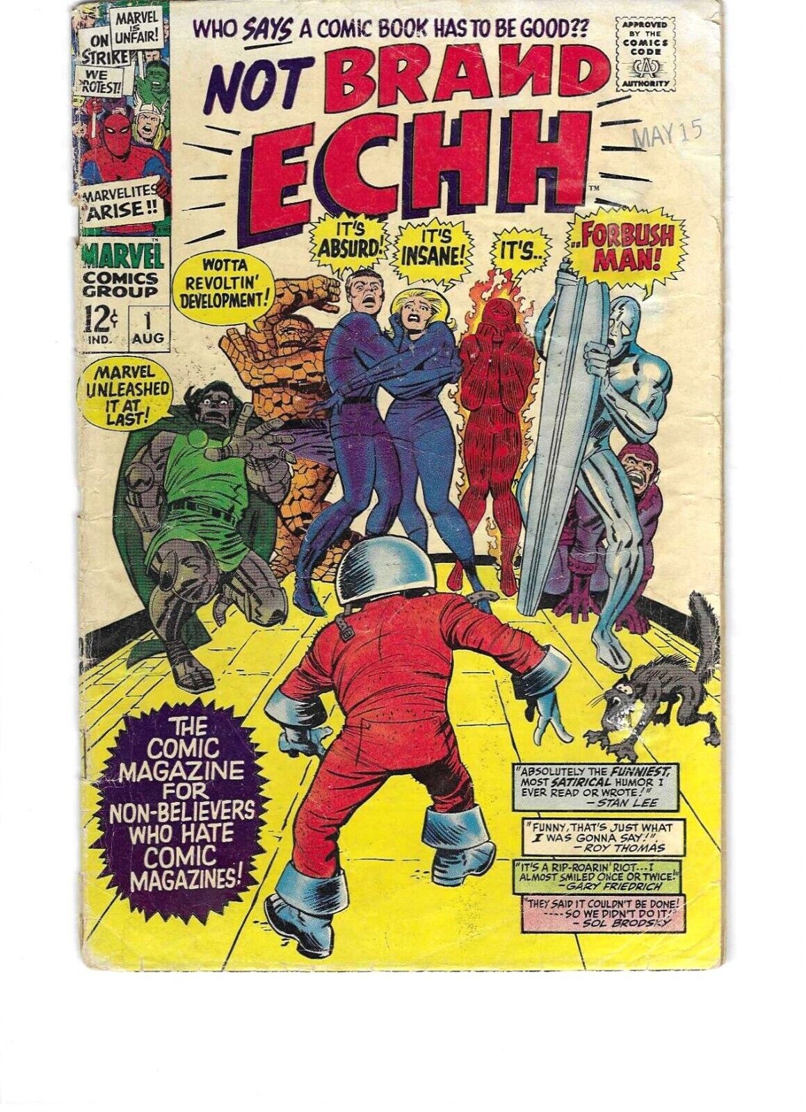NOT BRAND ECHH #1 1967 Marvel comic Fantastic Four, Silver  Fair/Good 1.5 to 2.0