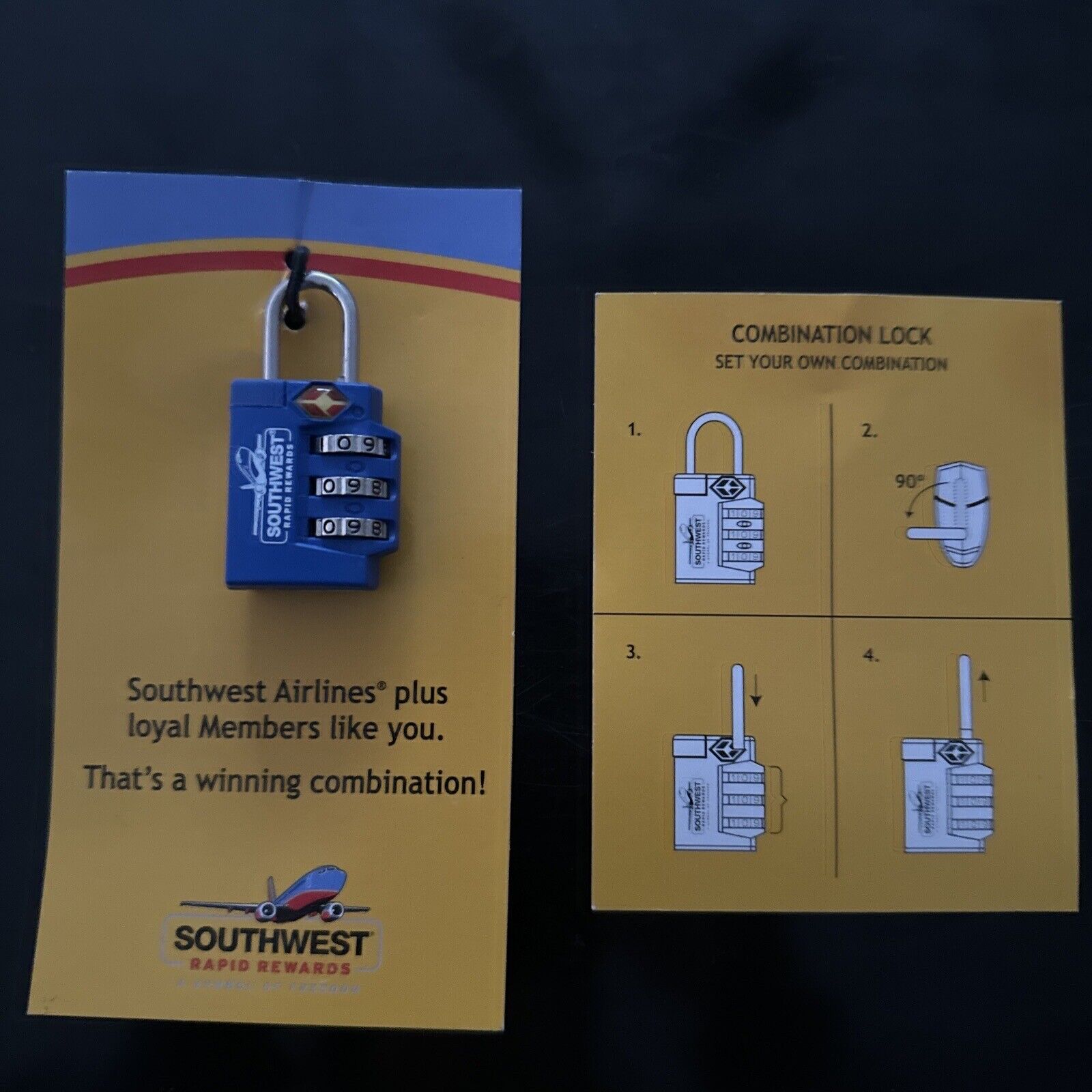 New Southwest Airlines Combination Luggage Lock Rapid Rewards Promo Swag SWA