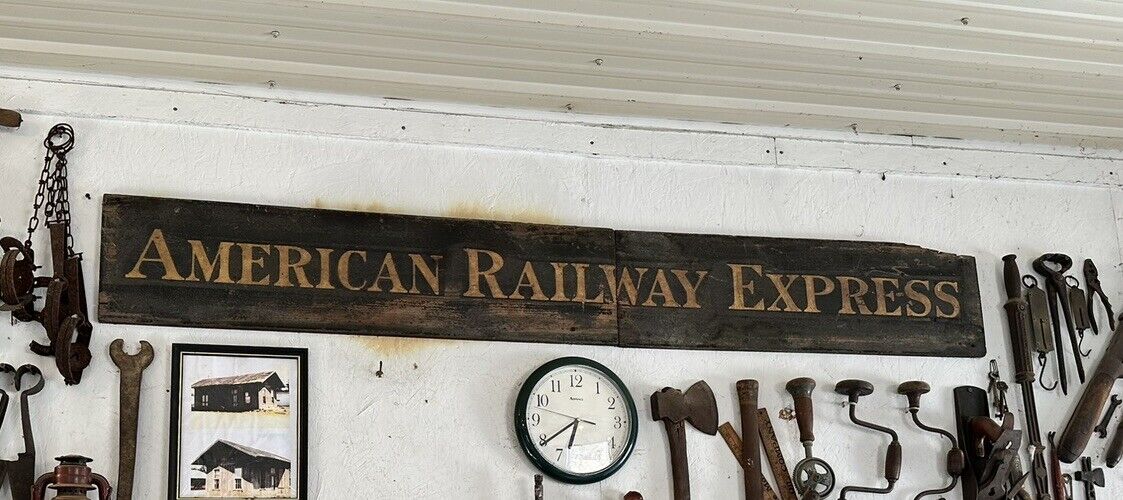 Authentic ‘American Railway Express’ Wood Sign - Circa 1918