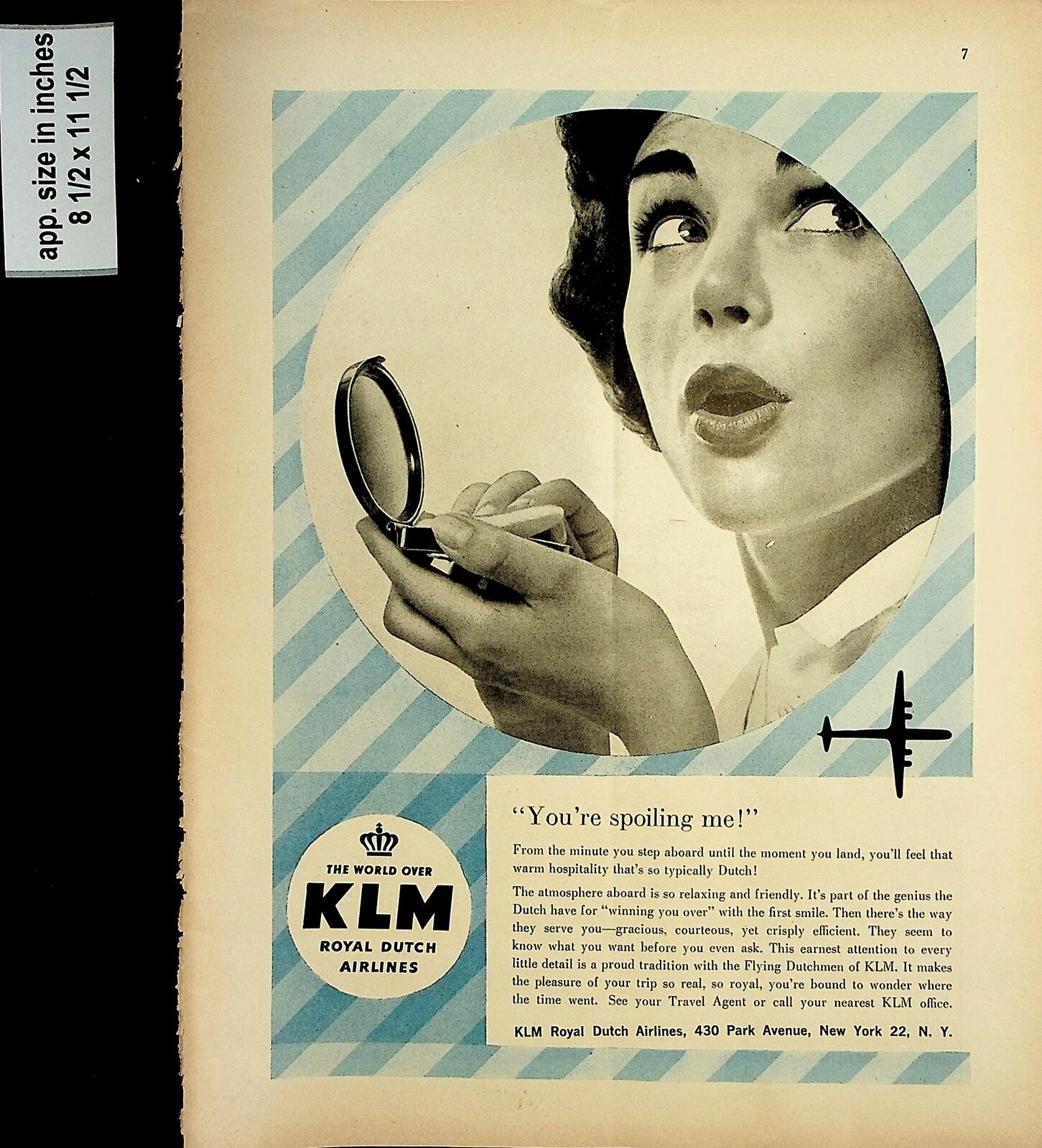 1958 KLM Royal Dutch Airlines Vintage Print ad 7398